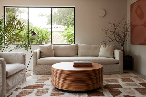 Palma Coffee Table styled in a modern coastal living room setting