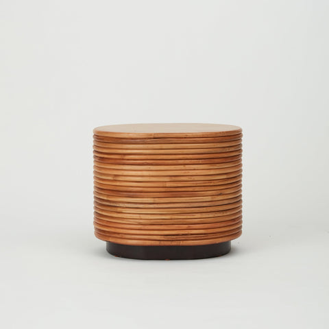 Detail opf the back of the Panama natural rattan side table 