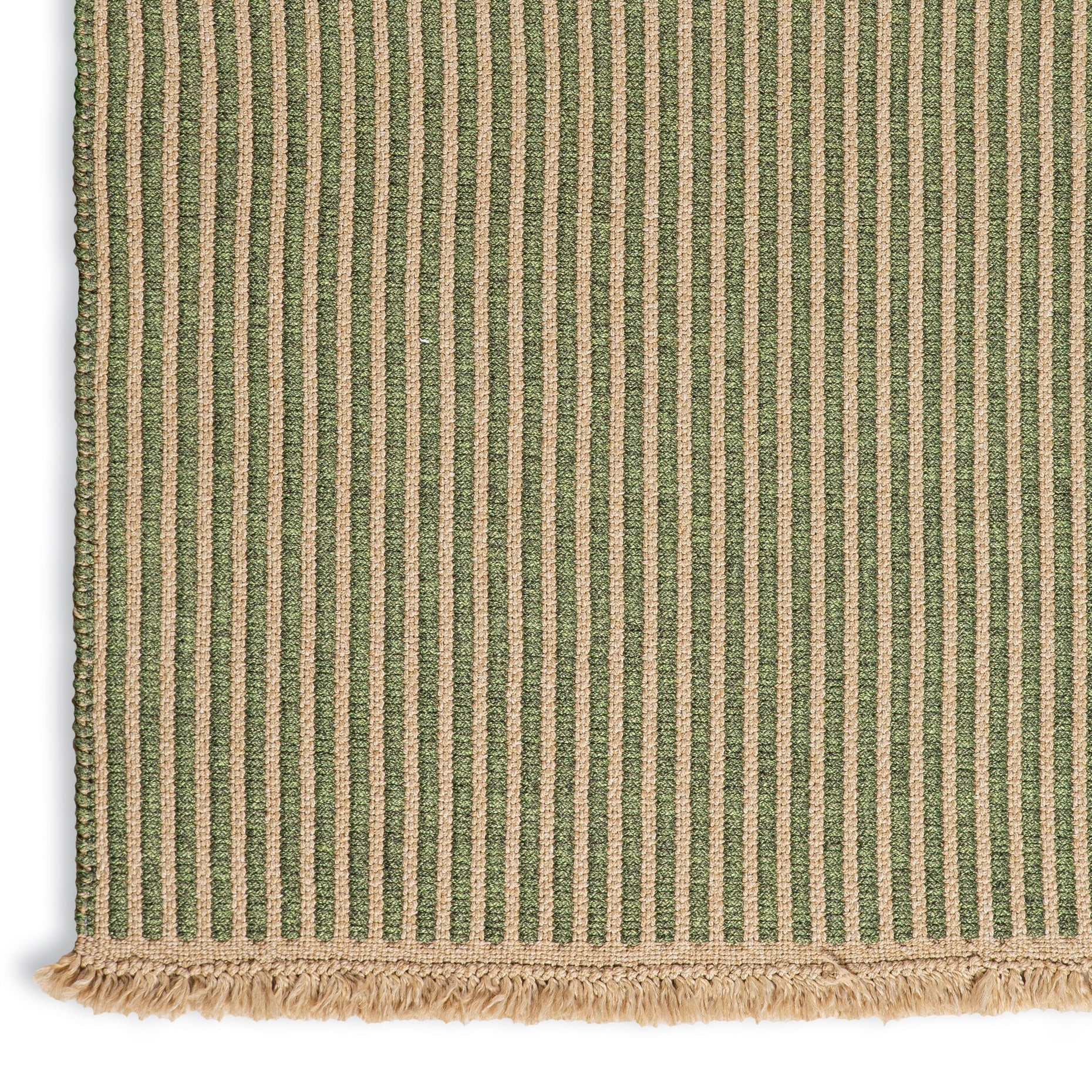 Seasons ribbed green indoor-outdoor rug with beige stripe detail