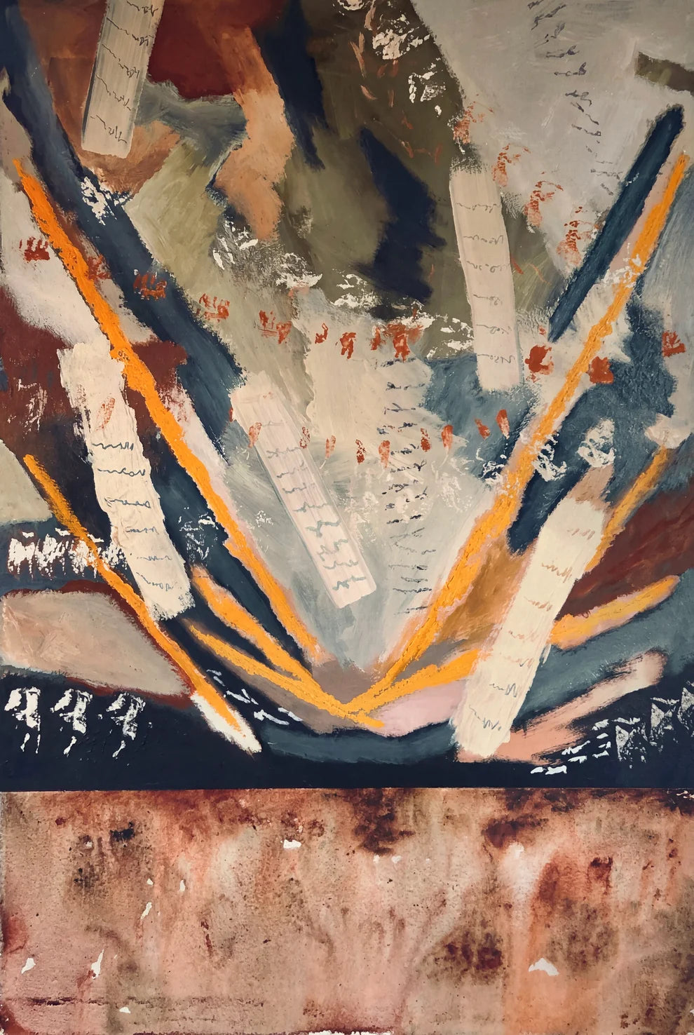 Details of Fragments original abstract painting by Australian artist Stephen Skinner