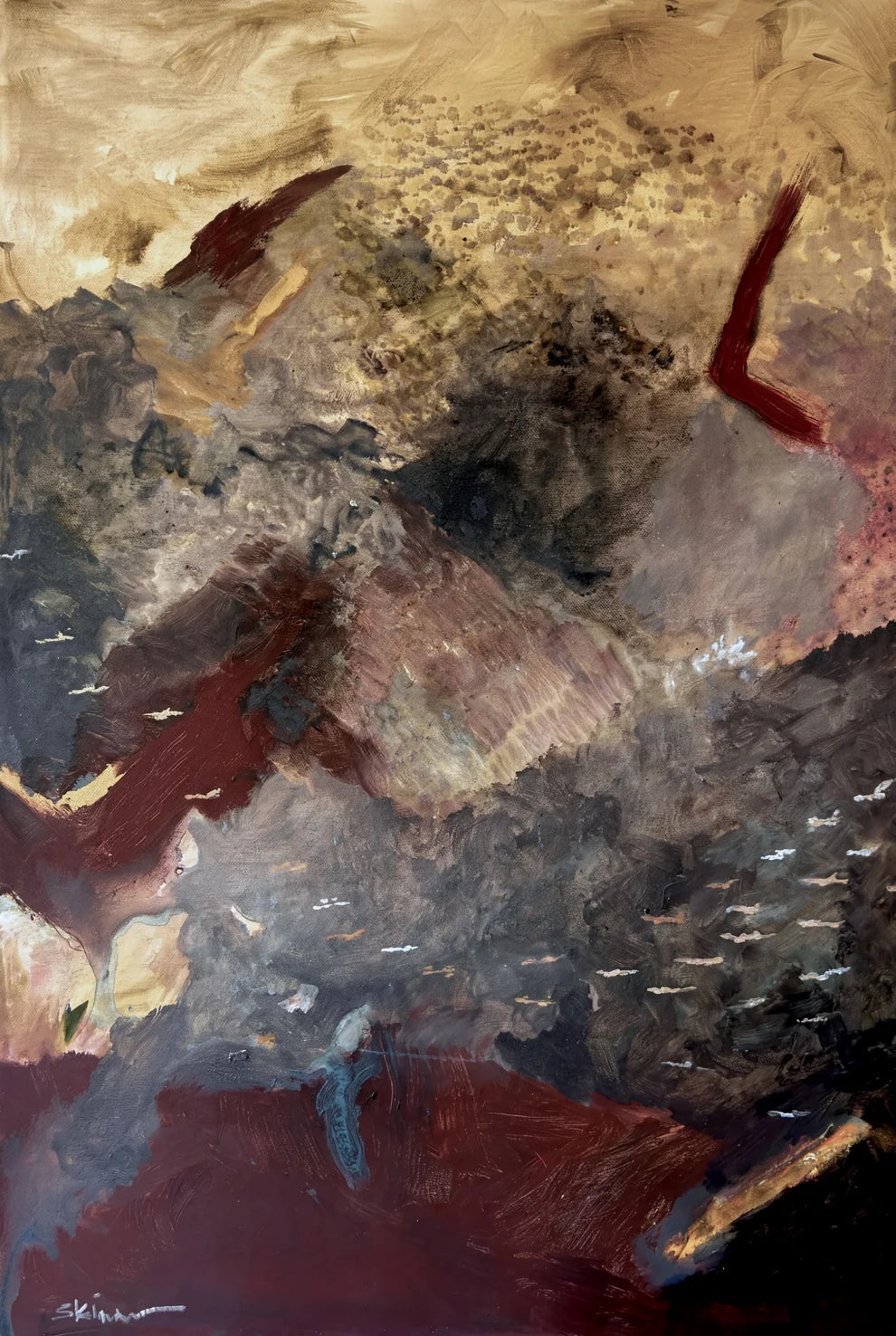 Details of Riverstone original abstract painting by Australian artist Stephen Skinner