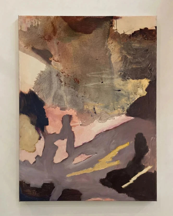 "Undertow" original abstract painting by Byron Bay artist Stephen Skinner with layered earthy tones, expressive textures and contemporary Australian style.