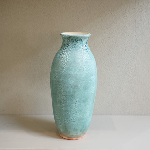 Tall Green Crawl Vase - Handmade Ceramic