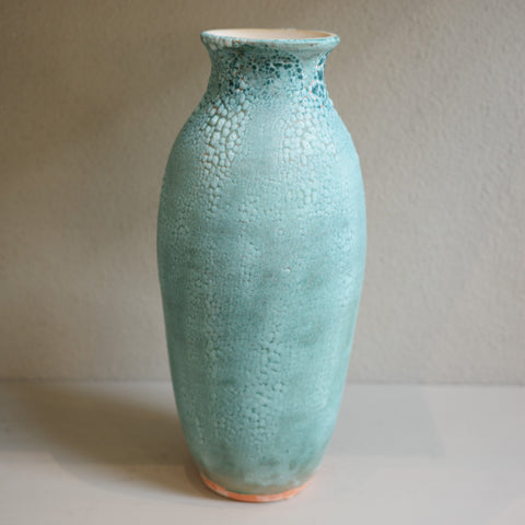 Tall Green Crawl Vase - Handmade Ceramic