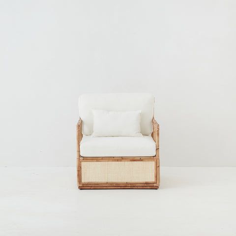 Cuba Armchair made of rattan and cane with Cream cushions
