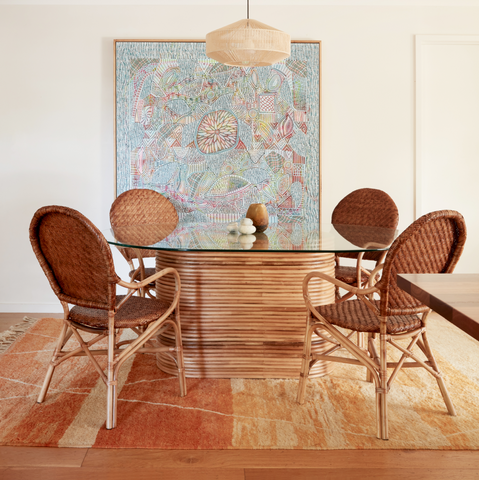 Laguna Oval Rattan Dining Table with Glass top