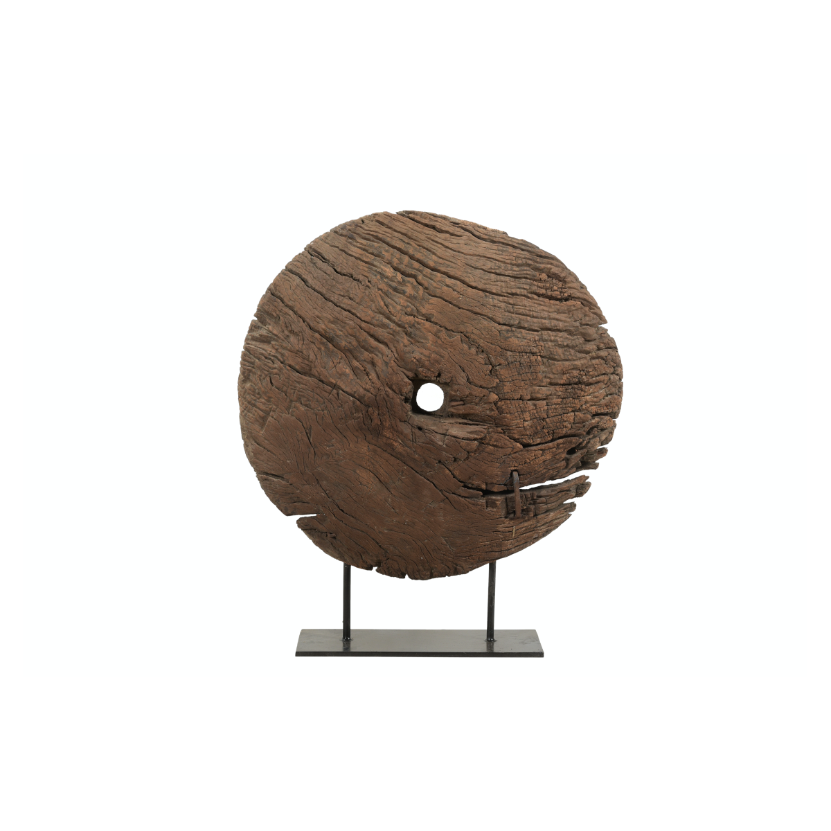 Wooden Wheel On Iron Stand - Ravi