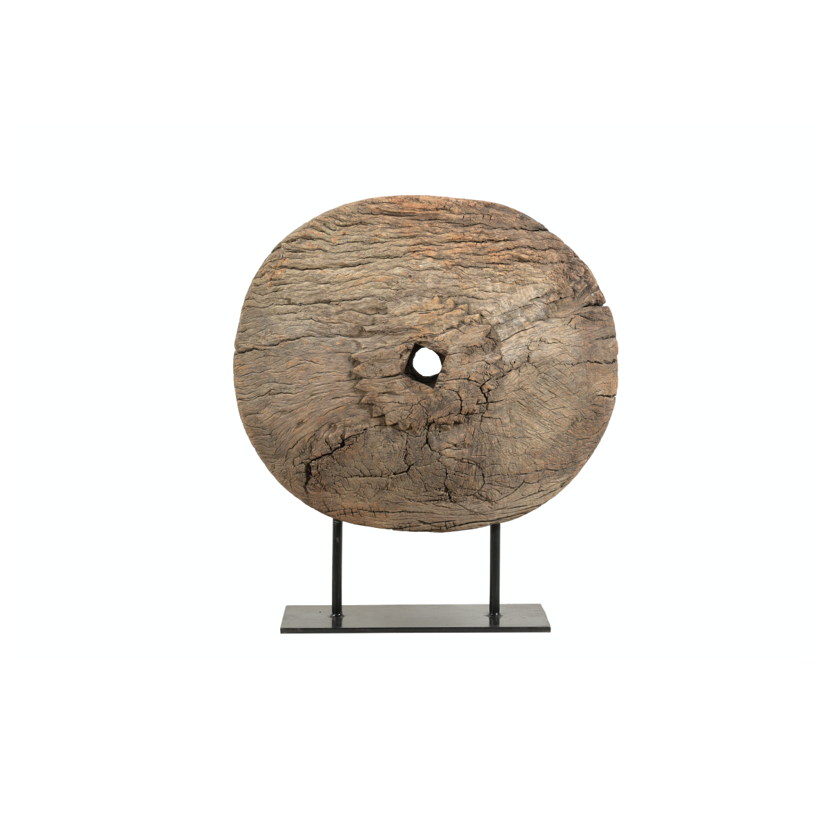 Wooden Wheel on Iron Stand - Luna