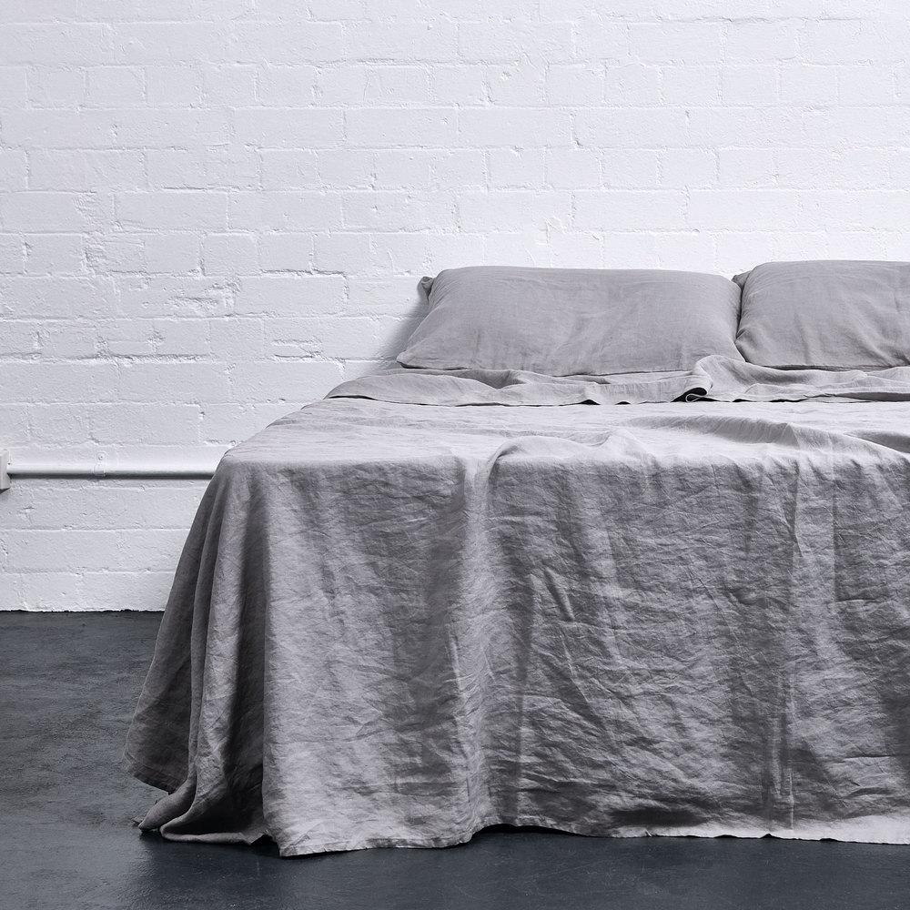Linen Flat Sheet Cool Grey